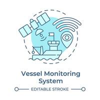 Vessel monitoring system soft blue concept icon. Tracking satellite, boat fishing. Round shape line illustration. Abstract idea. Graphic design. Easy to use in infographic, presentation vector
