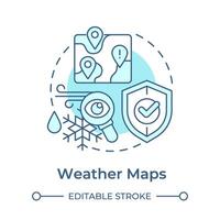 Weather maps soft blue concept icon. Climate control. Atmospheric condition monitoring. Round shape line illustration. Abstract idea. Graphic design. Easy to use in infographic, presentation vector