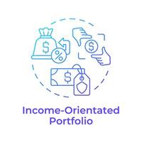 Income-orientated portfolio blue gradient concept icon. Profit generation, interest rate. Round shape line illustration. Abstract idea. Graphic design. Easy to use in infographic, presentation vector