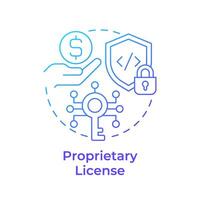 Proprietary license blue gradient concept icon. Licensing software, code security. Round shape line illustration. Abstract idea. Graphic design. Easy to use in infographic, presentation vector