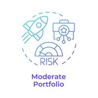 Moderate portfolio blue gradient concept icon. Investment organization, rocket progress. Risk management. Round shape line illustration. Abstract idea. Graphic design. Easy to use in infographic vector