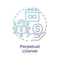 Perpetual license blue gradient concept icon. Regulatory compliance, monthly calendar. Round shape line illustration. Abstract idea. Graphic design. Easy to use in infographic, presentation vector