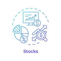 Stocks blue gradient concept icon. Financial diversification, investing shares. Round shape line illustration. Abstract idea. Graphic design. Easy to use in infographic, presentation vector