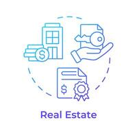 Real estate blue gradient concept icon. Wealth creation, rental income. Property management. Round shape line illustration. Abstract idea. Graphic design. Easy to use in infographic, presentation vector