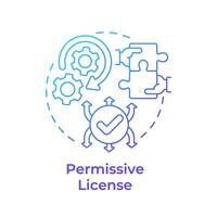 Permissive license blue gradient concept icon. Copyright protection, teamwork hands. Round shape line illustration. Abstract idea. Graphic design. Easy to use in infographic, presentation vector