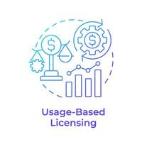 Usage-based licensing blue gradient concept icon. Pricing model, license compliance. Round shape line illustration. Abstract idea. Graphic design. Easy to use in infographic, presentation vector