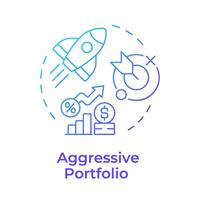 Aggressive portfolio blue gradient concept icon. Interest rate, asset allocation. Round shape line illustration. Abstract idea. Graphic design. Easy to use in infographic, presentation vector