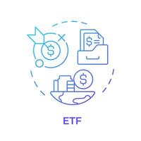 ETF blue gradient concept icon. Financial diversification, stock market. Finance assets. Round shape line illustration. Abstract idea. Graphic design. Easy to use in infographic, presentation vector