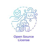 Open source license blue gradient concept icon. Software development, code licensing. Round shape line illustration. Abstract idea. Graphic design. Easy to use in infographic, presentation vector