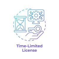 Time-limited license blue gradient concept icon. Business licensing, pricing model. Round shape line illustration. Abstract idea. Graphic design. Easy to use in infographic, presentation vector