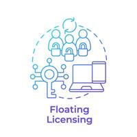Floating licensing blue gradient concept icon. Device tracking, network license. User access control. Round shape line illustration. Abstract idea. Graphic design. Easy to use in infographic vector