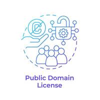 Public domain license blue gradient concept icon. Open source software. Community organization. Round shape line illustration. Abstract idea. Graphic design. Easy to use in infographic, presentation vector