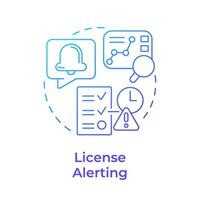 License alerting blue gradient concept icon. Notification bell, task accomplishment. Round shape line illustration. Abstract idea. Graphic design. Easy to use in infographic, presentation vector