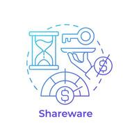 Shareware blue gradient concept icon. Free service. Access control, software licensing. Round shape line illustration. Abstract idea. Graphic design. Easy to use in infographic, presentation vector
