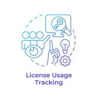 License usage tracking blue gradient concept icon. Licensing software, access control. Round shape line illustration. Abstract idea. Graphic design. Easy to use in infographic, presentation vector