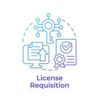 License requisition blue gradient concept icon. Software certification, documentation processing. Round shape line illustration. Abstract idea. Graphic design. Easy to use in infographic, presentation vector