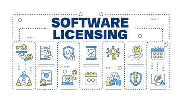 Software licensing word concept isolated on white. Public license, open source. Pricing fee. Creative illustration banner surrounded by editable line colorful icons vector