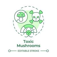 Toxic mushrooms soft green concept icon. Deadly poisonous fungi. Harmful wild mushrooms. Health risk. Round shape line illustration. Abstract idea. Graphic design. Easy to use in article vector