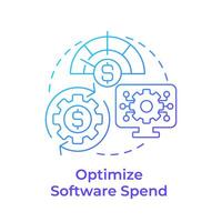 Optimize software spend blue gradient concept icon. Business expenses organization. Round shape line illustration. Abstract idea. Graphic design. Easy to use in infographic, presentation vector