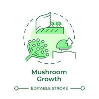 Mushroom growth soft green concept icon. Indoor mushroom farming. Spore propagation. Fungi cultivation. Round shape line illustration. Abstract idea. Graphic design. Easy to use in article vector