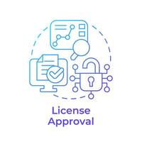 License approval blue gradient concept icon. Software validation, certification. Round shape line illustration. Abstract idea. Graphic design. Easy to use in infographic, presentation vector