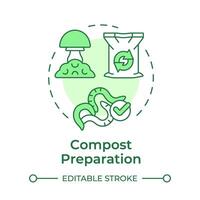 Compost preparation soft green concept icon. Indoor mushroom farming. Organic fertilizer. Soil health. Round shape line illustration. Abstract idea. Graphic design. Easy to use in article vector