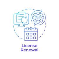 License renewal blue gradient concept icon. Subscription processing, access control. Round shape line illustration. Abstract idea. Graphic design. Easy to use in infographic, presentation vector