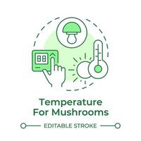Temperature control soft green concept icon. Optimal conditions for growing mushrooms. Indoor farming. Round shape line illustration. Abstract idea. Graphic design. Easy to use in article vector