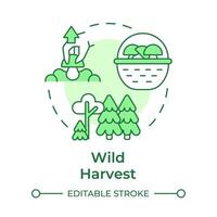 Wild harvest soft green concept icon. Mushroom cultivation technique. Edible mushrooms foraging. Round shape line illustration. Abstract idea. Graphic design. Easy to use in article vector