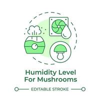 Humidity level soft green concept icon. Conditions for growing mushrooms. Indoor farming equipment. Round shape line illustration. Abstract idea. Graphic design. Easy to use in article vector