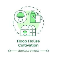 Hoop house cultivation soft green concept icon. Mushroom farming technique. Hoop greenhouse. Mushroom production. Round shape line illustration. Abstract idea. Graphic design. Easy to use in article vector