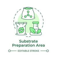 Substrate preparation area soft green concept icon. Mushroom farm. Growing medium. Fungi cultivation. Round shape line illustration. Abstract idea. Graphic design. Easy to use in article vector