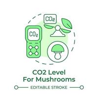 CO2 level soft green concept icon. Optimal conditions for growing mushrooms. Indoor farming. Fresh air exchange. Round shape line illustration. Abstract idea. Graphic design. Easy to use in article vector