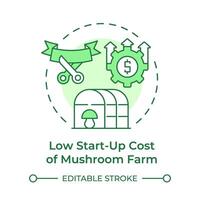 Low startup costs soft green concept icon. Mushroom farming benefit. Agricultural venture. New business. Round shape line illustration. Abstract idea. Graphic design. Easy to use in article vector
