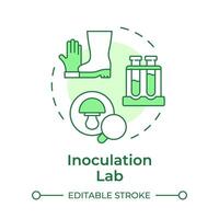 Inoculation lab soft green concept icon. Mushroom farming. Bio laboratory. Sanitation measures. Round shape line illustration. Abstract idea. Graphic design. Easy to use in article vector