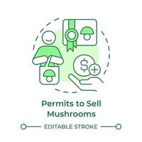 Permits to sell mushrooms soft green concept icon. Legal document. Mushroom management and regulation. Round shape line illustration. Abstract idea. Graphic design. Easy to use in article vector