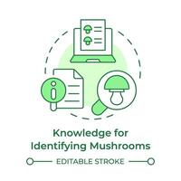 Knowledge for identifying mushrooms soft green concept icon. Mushroom management and regulation. Round shape line illustration. Abstract idea. Graphic design. Easy to use in article vector