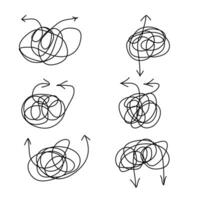 A set of arrows drawn in doodle style with a black pencil on a white background vector