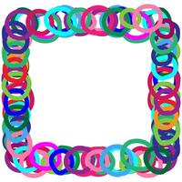 Quadrangular frame of multi-colored circles on a white background vector
