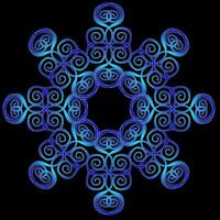 Abstract pattern in the form of a beautiful blue snowflake on a black background vector
