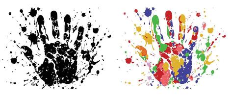 Handprint isolated on white background Full color and black file. vector