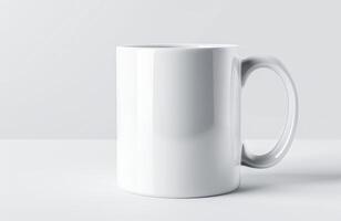 White Ceramic Coffee Mug on a Plain Background in Bright Studio Light photo