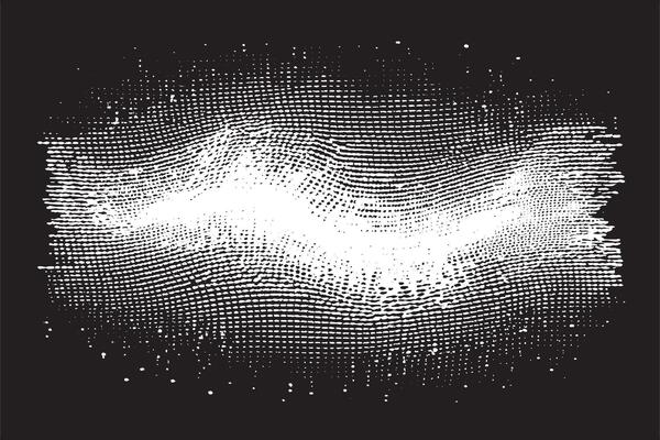 Abstract Wave Halftone Monochrome Texture - Black and White Design for Badges and Posters