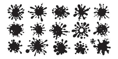 one color cartoon style blot set. Round splash flat collection, decorative shapes liquids. Different splashes and drops, cartoon spatters. vector