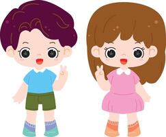 cute character kawaii kid smile vector