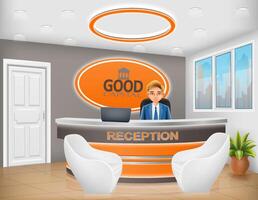 reception desk in the office workplace of a manager or administrator stock illustration vector