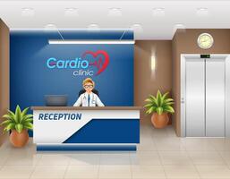 reception desk in the office workplace of a manager or administrator stock illustration vector