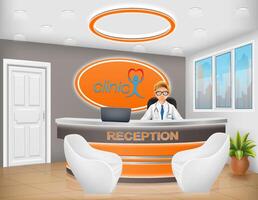 reception desk in the office workplace of a manager or administrator stock illustration vector