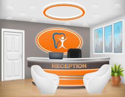 reception desk in the office workplace of a manager or administrator stock illustration vector