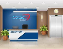 reception desk in the office workplace of a manager or administrator stock illustration vector